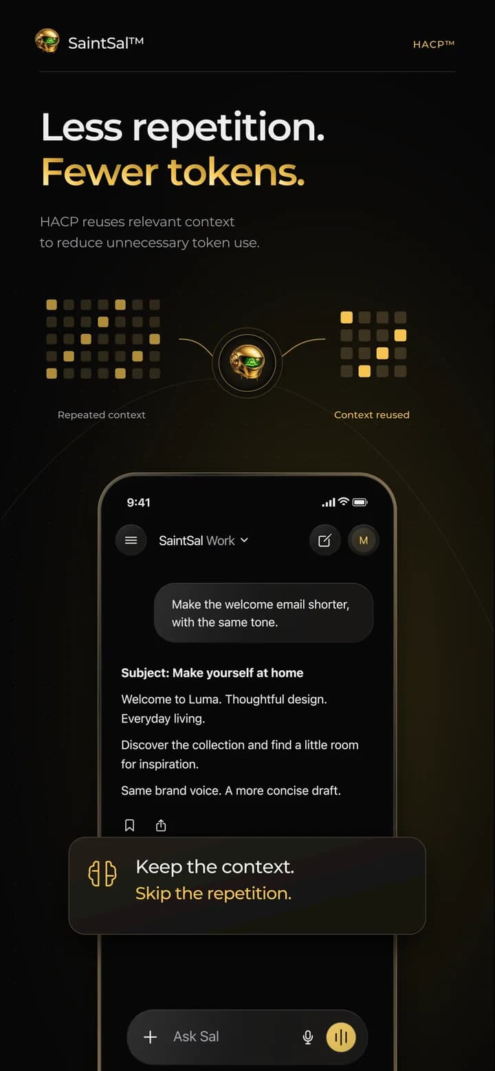 SaintSal on iPhone: Less repetition. Fewer tokens.