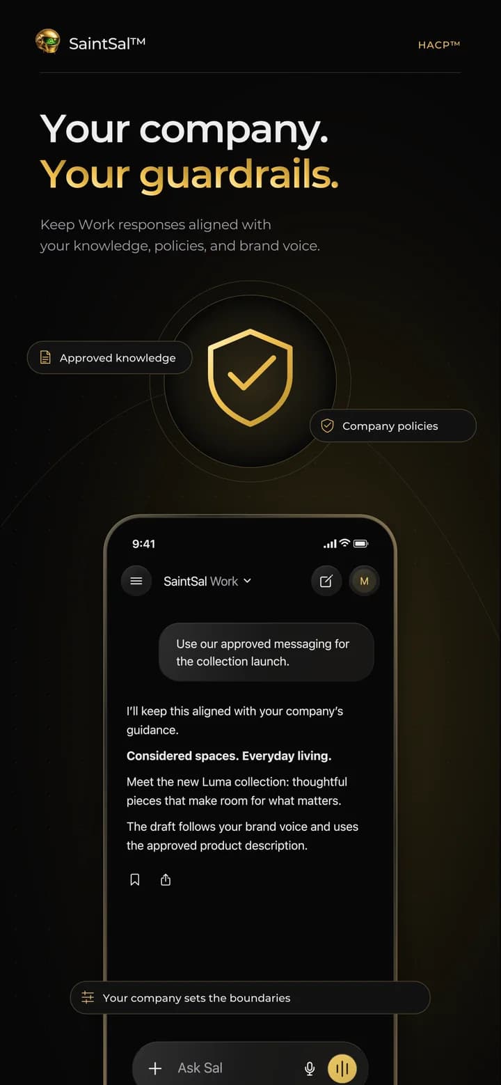 SaintSal on iPhone: Your company. Your guardrails.